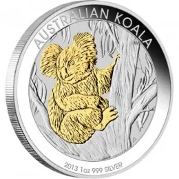 2013 Australian $1 Koala, Gilded Edition - 1 oz Fine Silver Coin 2013 Australian $1 Koala, Gilded Edition - 1 oz Fine Silver Coin