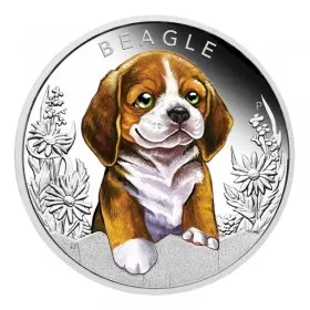2018 Tuvalu 50-Cent Puppies Beagle 1/2 oz Fine Silver Proof Coin