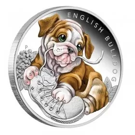 2018 Tuvalu 50-Cent Puppies English Bulldog 1/2 oz Fine Silver Proof Coin