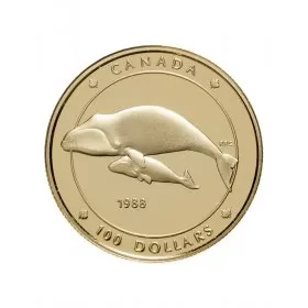 1988 Canada 14-karat Gold $100 Coin - Bowhead Whale (Balaena Mysticetus)
