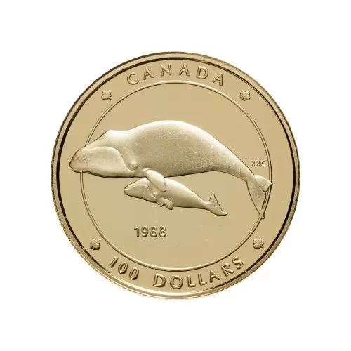 1988 Canada 14-karat Gold $100 Coin - Bowhead Whale (Balaena Mysticetus)