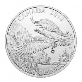 2014 Canadian $100 for $100 Majestic Bald Eagle Fine Silver Coin