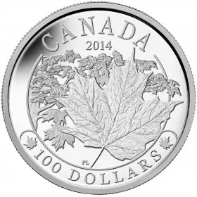 2014 Canadian $100 Majestic Maple Leaves - 10 oz Fine Silver Coin