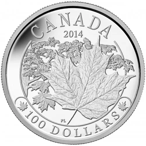 2014 Canadian $100 Majestic Maple Leaves - 10 oz Fine Silver Coin