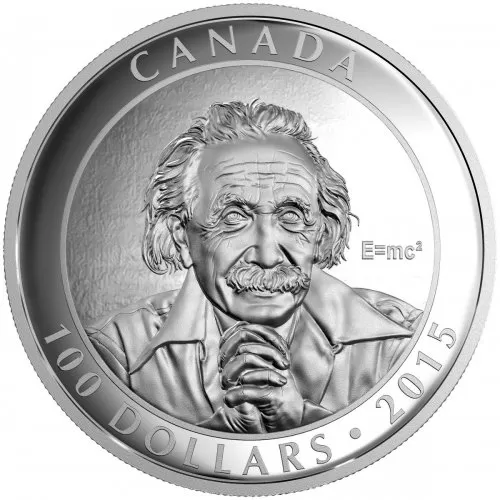 2015 Canadian $100 Albert Einstein - 10 oz Fine Silver Coin