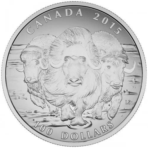 2015 Canadian $100 for $100 Muskox: Ancient Dweller of the High Arctic Fine Silver Coin