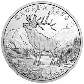 2016 Canadian $100 for $100 The Noble Elk Fine Silver Coin