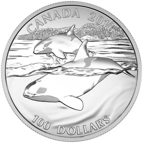 2016 Canadian $100 for $100 The Orca: Ruler of the Seas Fine Silver Coin