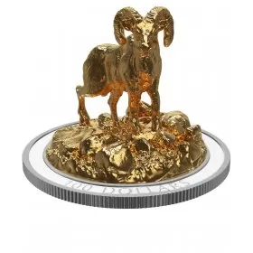 2017 Canadian $100 Sculpture of Majestic Canadian Animals: Bighorn Sheep - 10 oz Fine Silver Coin