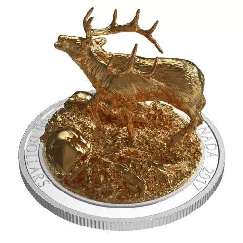 2017 Canadian $100 Sculpture of Majestic Canadian Animals: Elk - 10 oz Fine Silver Coin