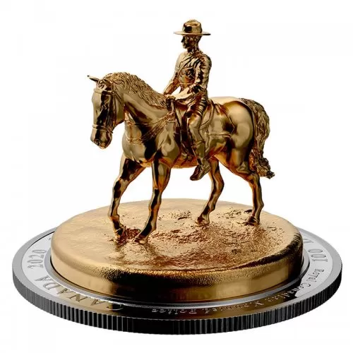 2020 Canadian $100 The RCMP Musical Ride 10 oz Fine Silver & Gold-plated Sculpture Coin