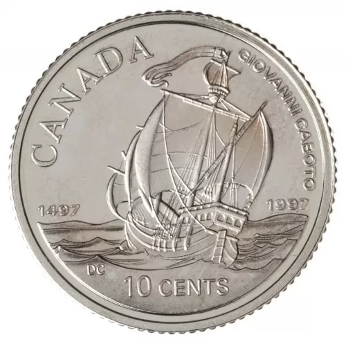 1997 Sterling Silver 10 Cent Coin - 500th Anniversary of Caboto's First Transatlantic Voyage-coin may be tarnished