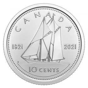 2021 (1921-) Canadian 10-Cent Bluenose Schooner 100th Anniv Double Dated Classic Dime Coin