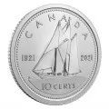 2021 (1921-) Canadian 10-Cent Bluenose Schooner 100th Anniv Double Dated Classic Dime Coin