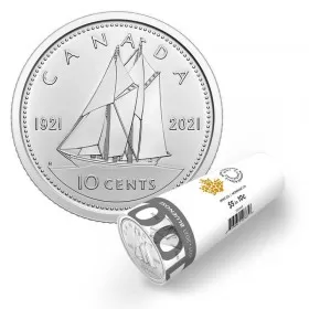 2021 (1921-) Canadian 10-Cent Bluenose Schooner 100th Anniv Double Dated Classic Dime Special Wrap Coin Roll
