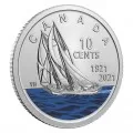2021 (1921-) Canadian 10-Cent Bluenose Schooner 100th Anniv Coloured Dime Coin