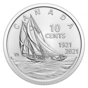 2021 (1921-) Canadian 10-Cent Bluenose Schooner 100th Anniv Uncoloured Dime Coin
