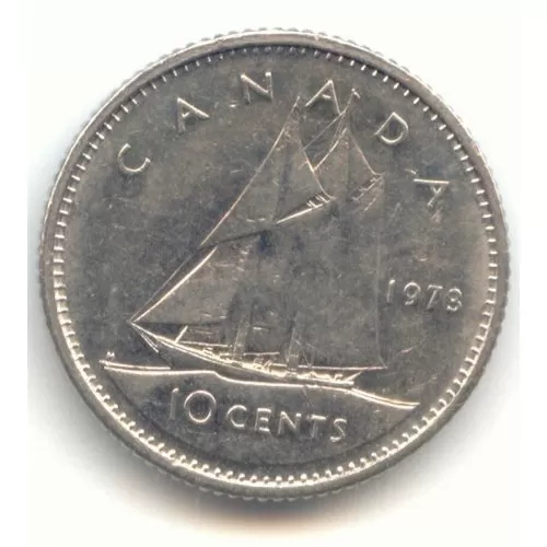 1973 Canadian 10-Cent Bluenose Schooner Dime Coin (Brilliant Uncirculated)