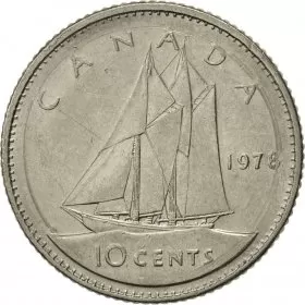 1978 Canadian 10-Cent Bluenose Schooner Dime Coin (Brilliant Uncirculated)