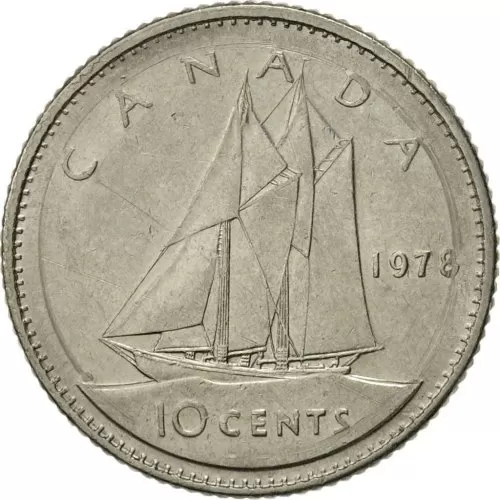 1978 Canadian 10-Cent Bluenose Schooner Dime Coin (Brilliant Uncirculated)