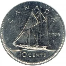 1979 Canadian 10-Cent Bluenose Schooner Dime Coin (Brilliant Uncirculated)