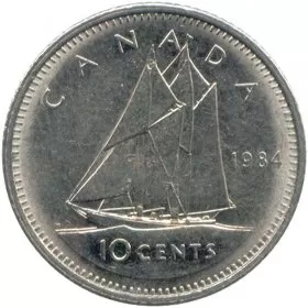 1984 Canadian 10-Cent Bluenose Schooner Dime Coin (Brilliant Uncirculated)