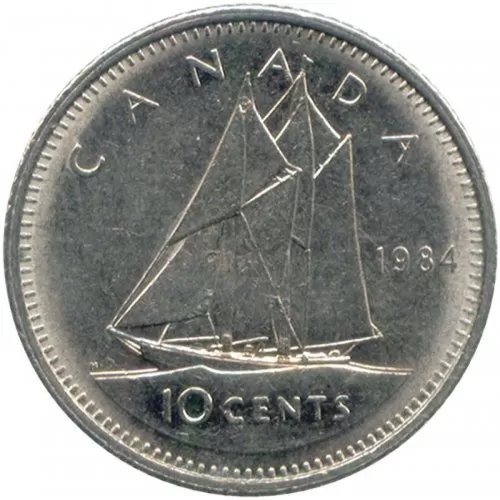 1984 Canadian 10-Cent Bluenose Schooner Dime Coin (Brilliant Uncirculated)