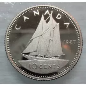 1987 Canadian 10-Cent Bluenose Schooner Dime Coin (Brilliant Uncirculated)