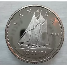 1988 Canadian 10-Cent Bluenose Schooner Dime Coin (Brilliant Uncirculated)