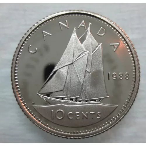 1988 Canadian 10-Cent Bluenose Schooner Dime Coin (Brilliant Uncirculated)