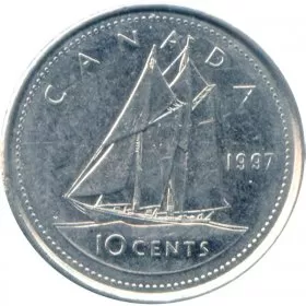 1997 Canadian 10-Cent Bluenose Schooner Dime Coin (Brilliant Uncirculated)