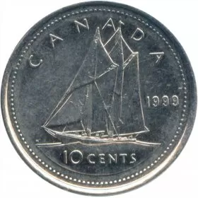 1999 Canadian 10-Cent Bluenose Schooner Dime Coin (Brilliant Uncirculated)