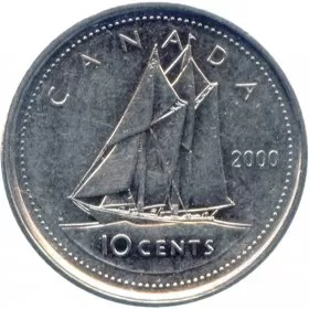 2000 Canadian 10-Cent Bluenose Schooner Dime Coin (Brilliant Uncirculated)