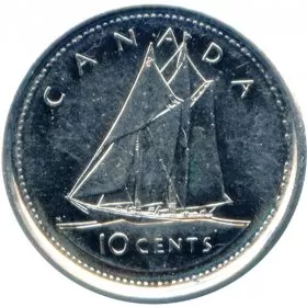 2002-P (1952-) Canadian 10-Cent Bluenose Schooner/Queen's Jubilee Dime Coin (Brilliant Uncirculated)