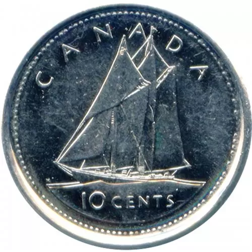 2002-P (1952-) Canadian 10-Cent Bluenose Schooner/Queen's Jubilee Dime Coin (Brilliant Uncirculated)