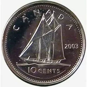 2003 Canadian 10-Cent Bluenose Schooner/Old Effigy Dime Coin (Brilliant Uncirculated)