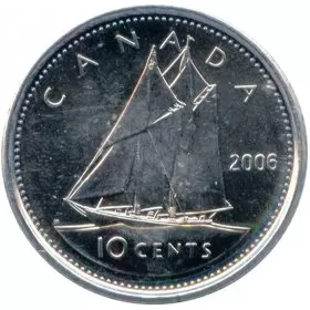 2006 Canadian 10-Cent Bluenose Schooner/RCM Logo Dime Coin (Brilliant Uncirculated)