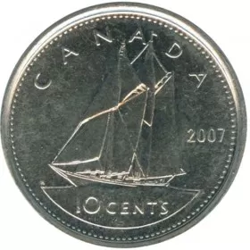 2007 Canadian 10-Cent Bluenose, Straight '7' (Brilliant Uncirculated)