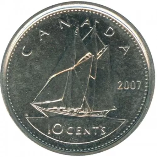 2007 Canadian 10-Cent Bluenose, Straight '7' (Brilliant Uncirculated)