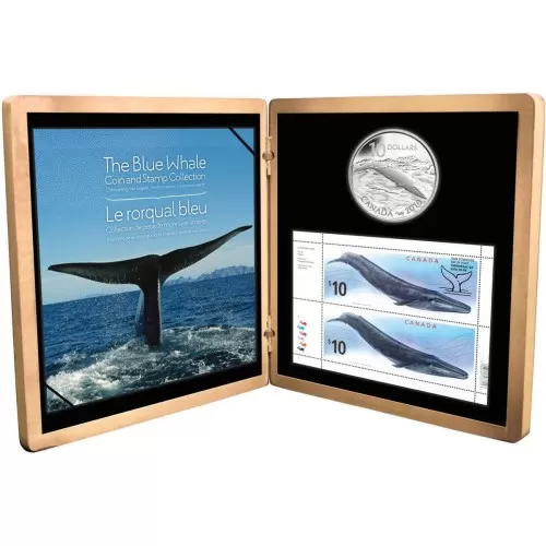 2010 Canada Sterling Silver $10 Coin & Stamp Set - The Blue Whale-never opened