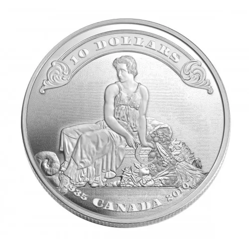2010 Canada Fine Silver $10 Coin - 75th Anniversary of the First Bank Notes Issued By the Bank of Canada