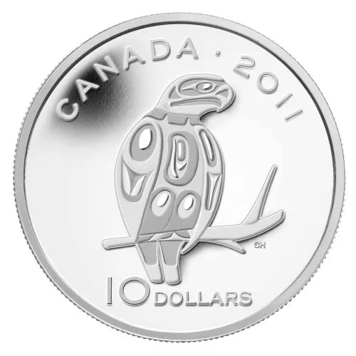 2011 Canadian $10 Legendary Nature: Peregrine Falcon Proof Fine Silver Coin