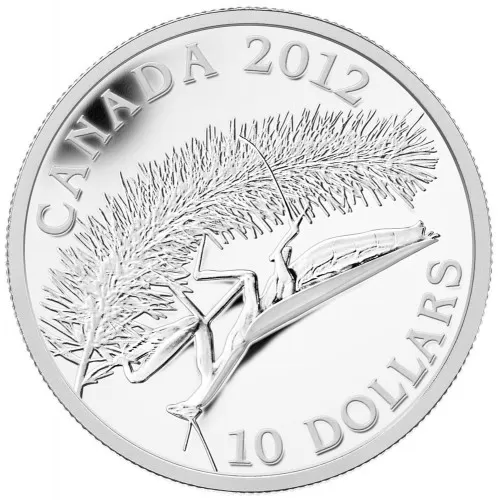 2012 Canadian $10 Praying Mantis/Canadian Geographic Proof Fine Silver Coin