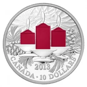 2013 Canadian $10 Holiday Candles - 1/2 oz Fine Silver Coloured Coin