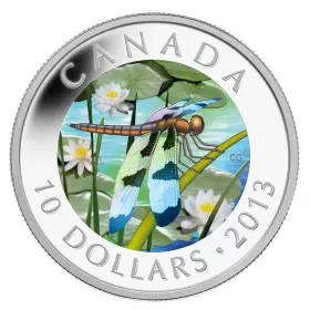 2013 Canadian $10 Twelve-Spotted Skimmer Dragonfly - 1/2 oz Fine Silver Hologram Coin