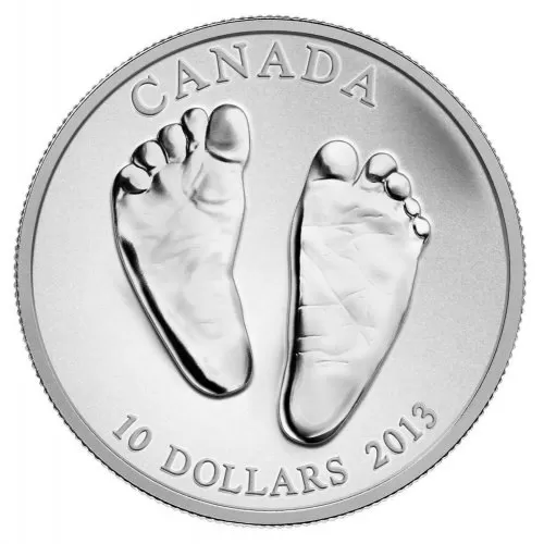 2013 Canadian $10 Welcome to the World, Baby Feet 1/2 oz Fine Silver Coin
