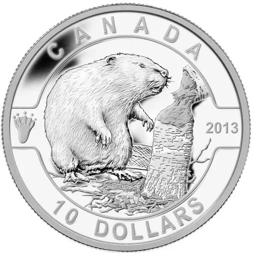 2013 Canadian $10 O Canada Series: The Beaver - 1/2 oz Fine Silver Coin