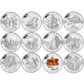 2013 Canadian $10 O Canada Series, with Display Case - 1/2 oz Fine Silver 12-Coin Set