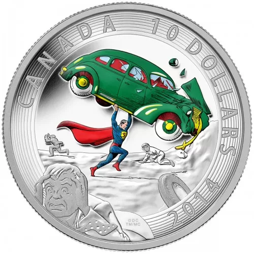2014 Canadian $10 Iconic Superman™ Comic Book Covers: Action Comics #1 from 1938 - 1/2 oz Fine Silver Coin