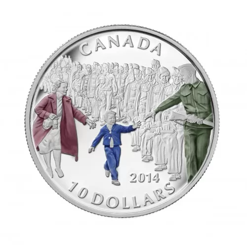 2014 Canadian $10 Wait for Me, Daddy - 1/2 oz Fine Silver Coloured Coin